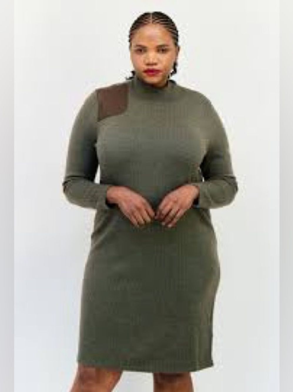 Lauren Ralph Lauren Faux-Leather-Trim Merino Wool Sweater Dress XXL NWT $265 - Picture 1 of 4